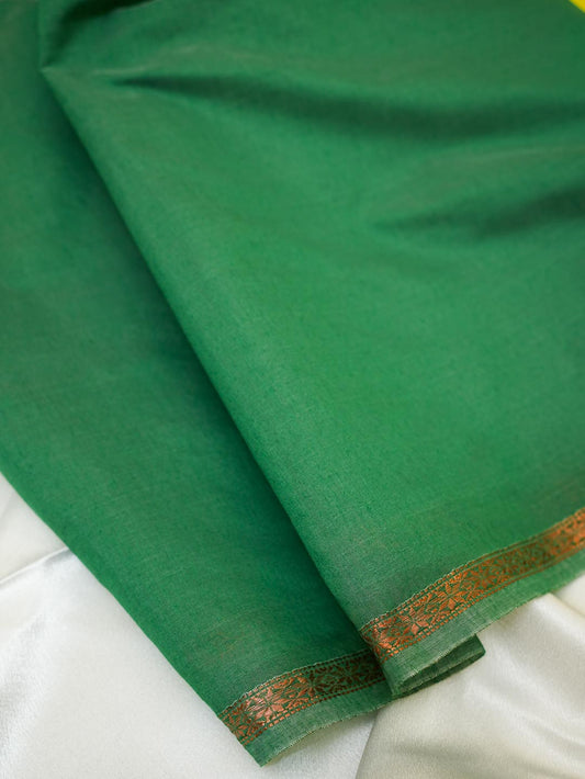 Yellow & Green Maheshwari Cotton Saree