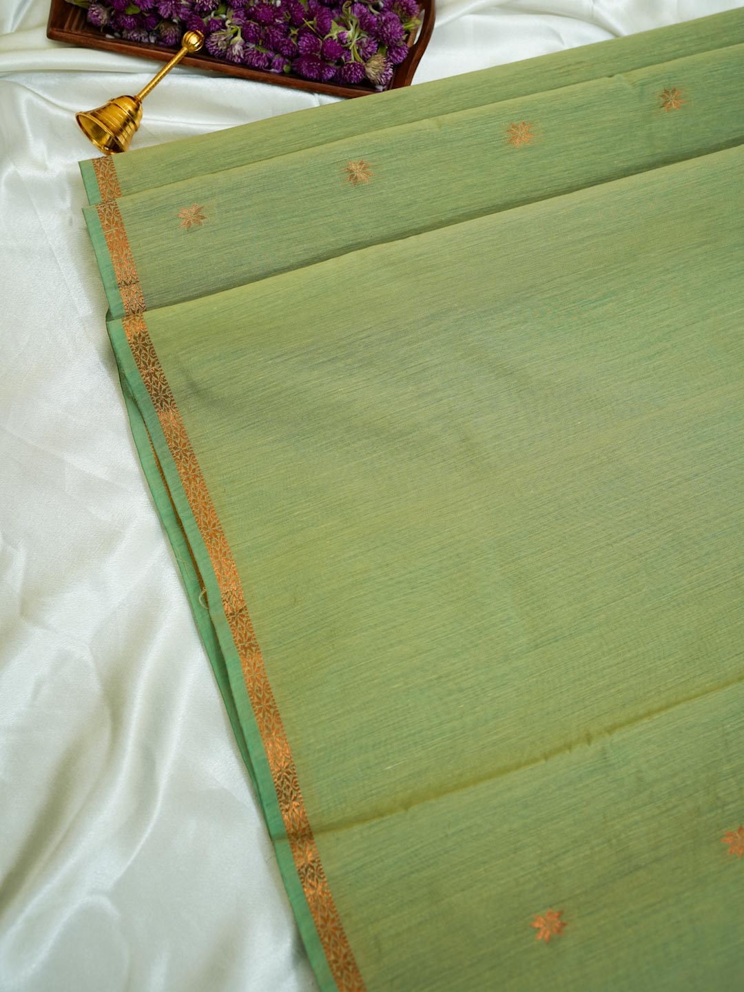 Sage Green/Light Green- Maheshwari Cotton Saree