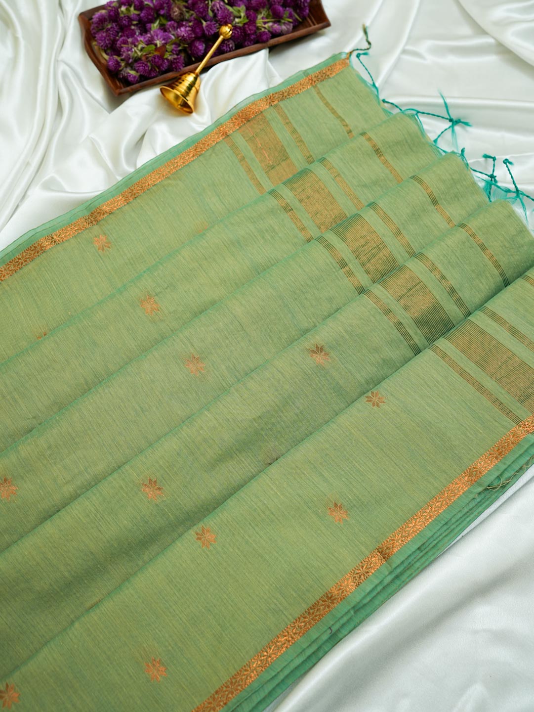 Sage Green/Light Green- Maheshwari Cotton Saree