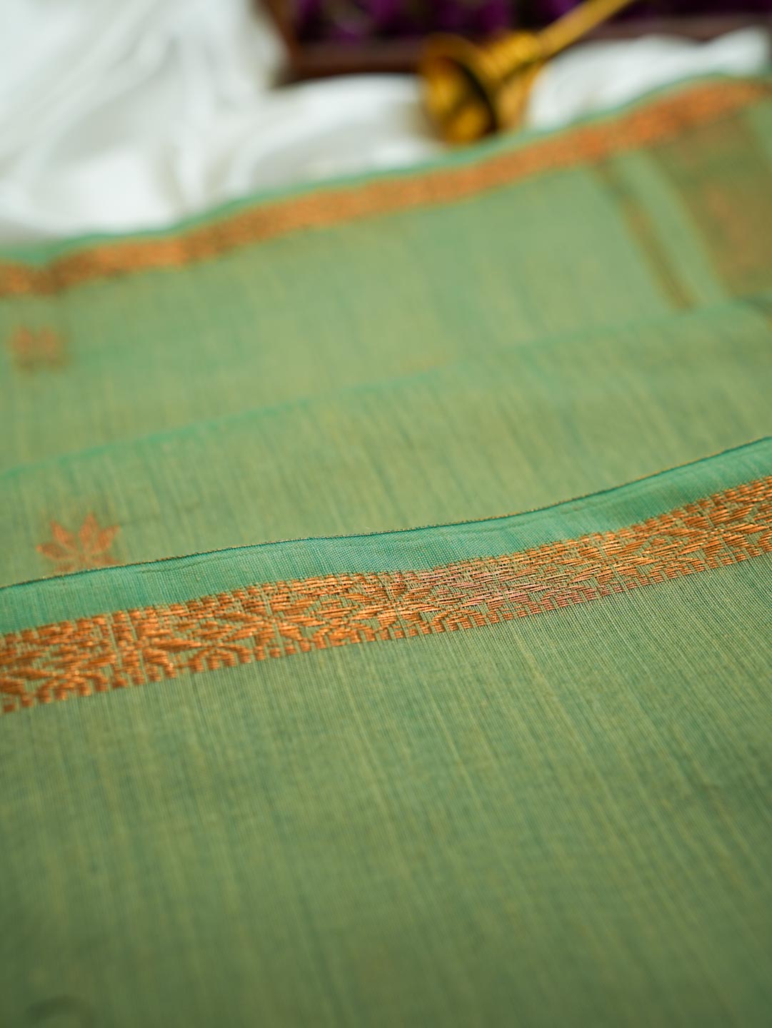 Sage Green/Light Green- Maheshwari Cotton Saree