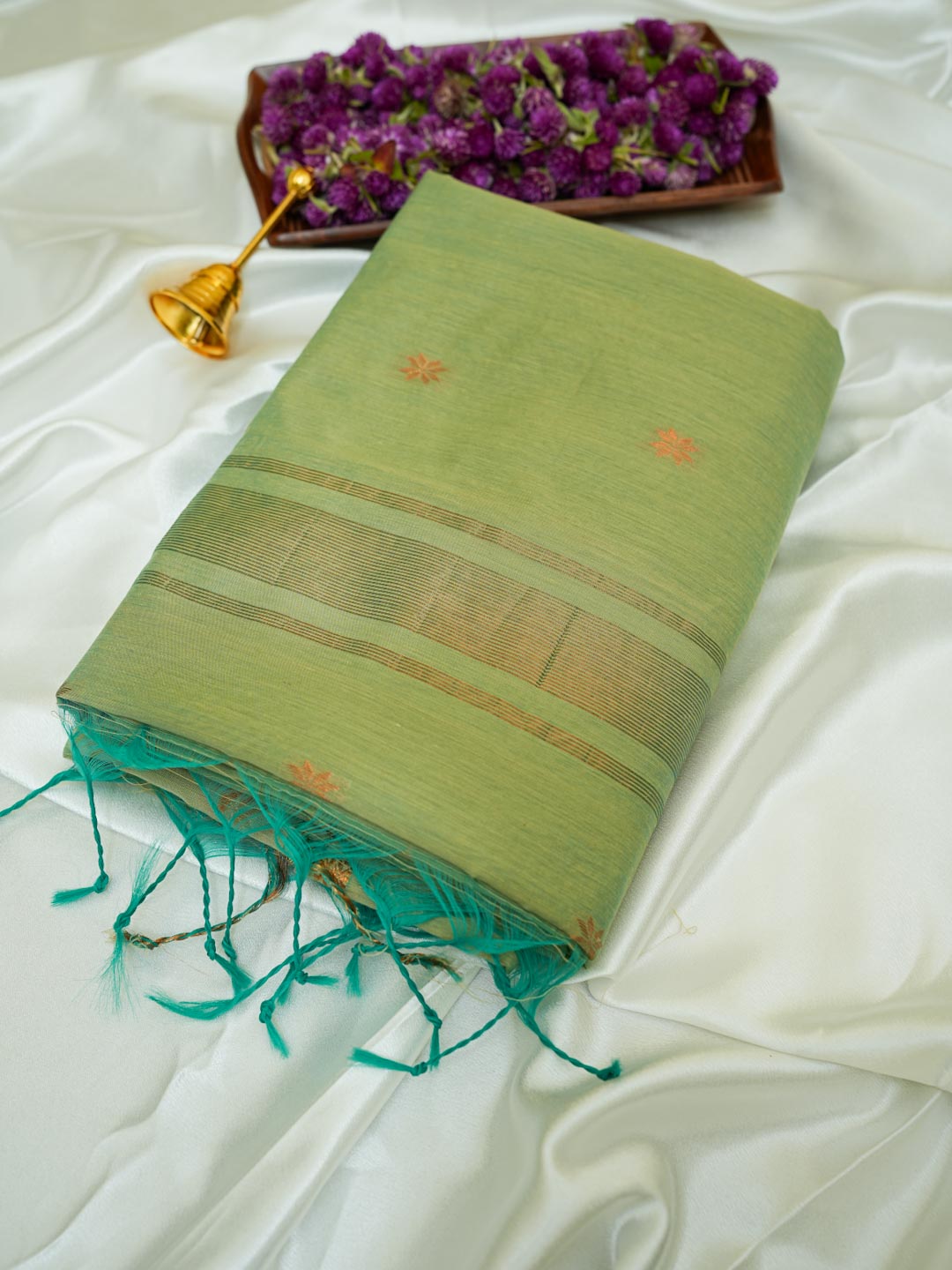 Sage Green/Light Green- Maheshwari Cotton Saree