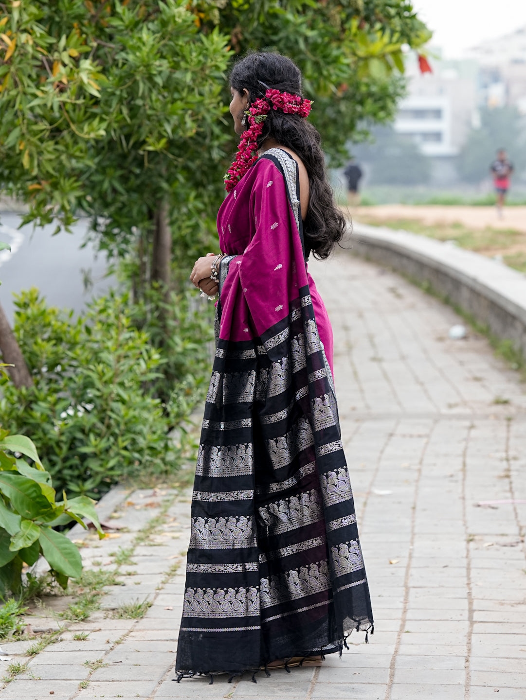 Magenta & Black Kalyani Cotton Saree
