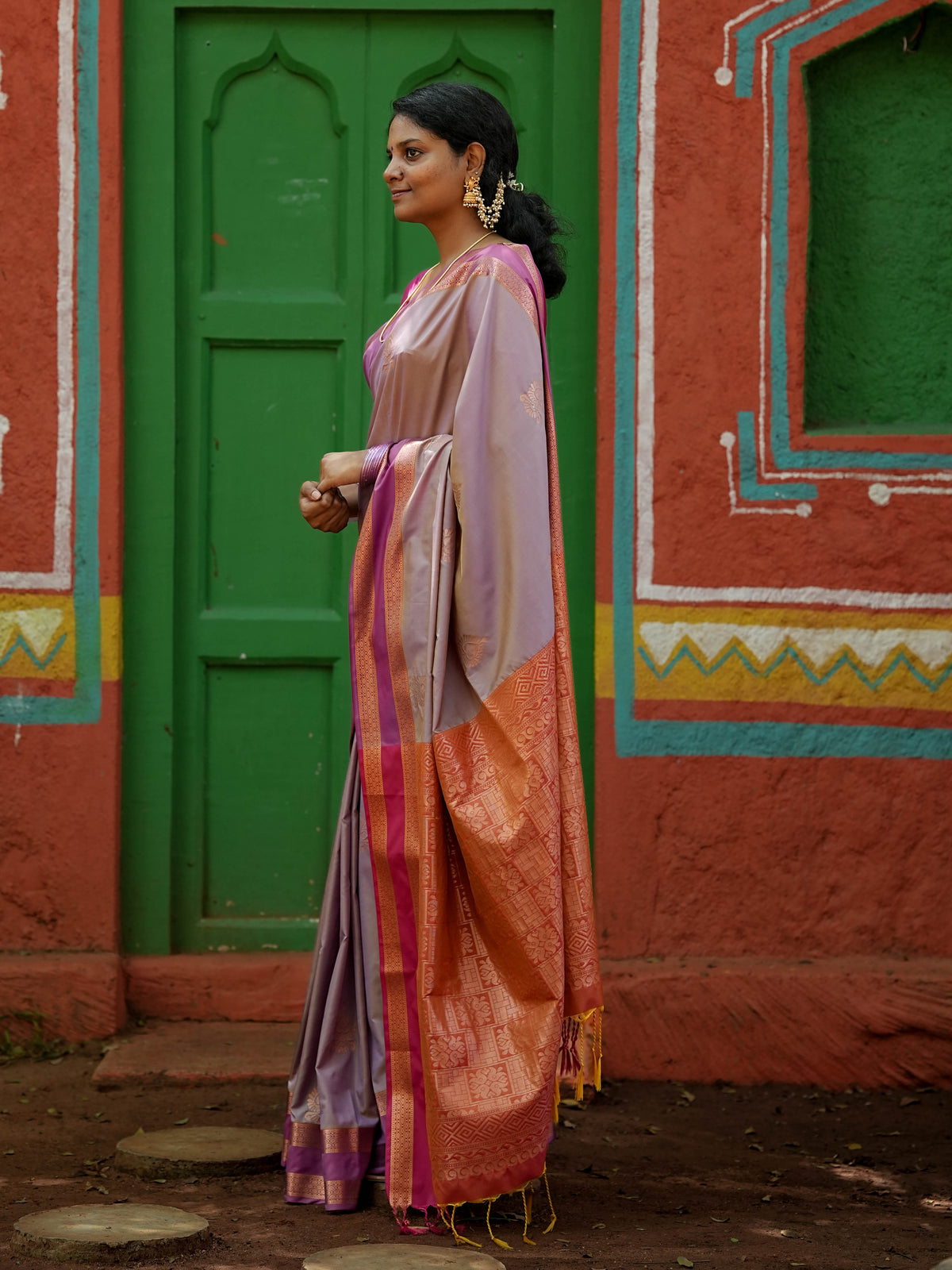 Dusty Lavender & Pink Soft Silk Saree