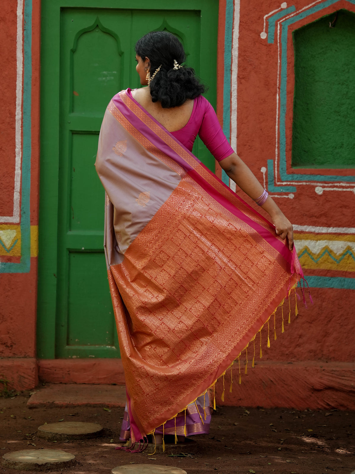 Dusty Lavender & Pink Soft Silk Saree
