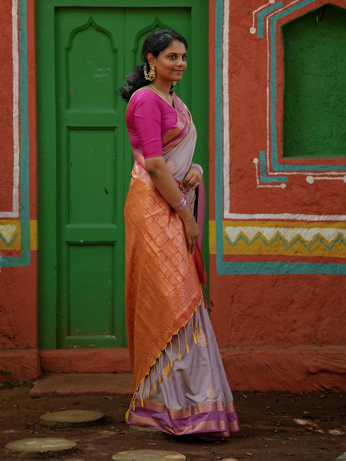 Dusty Lavender & Pink Soft Silk Saree