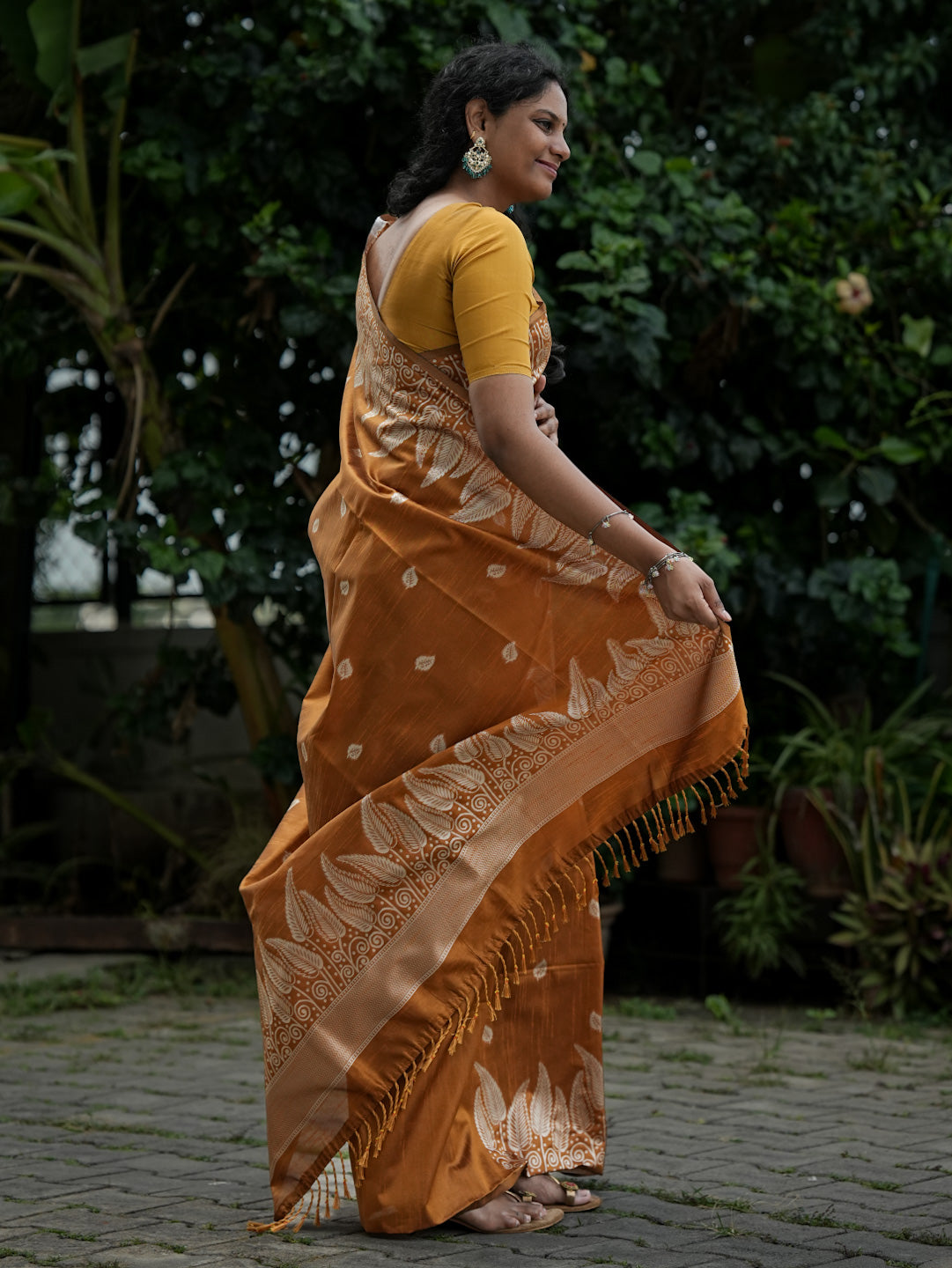 Mustard Yellow Spun Cotton Saree