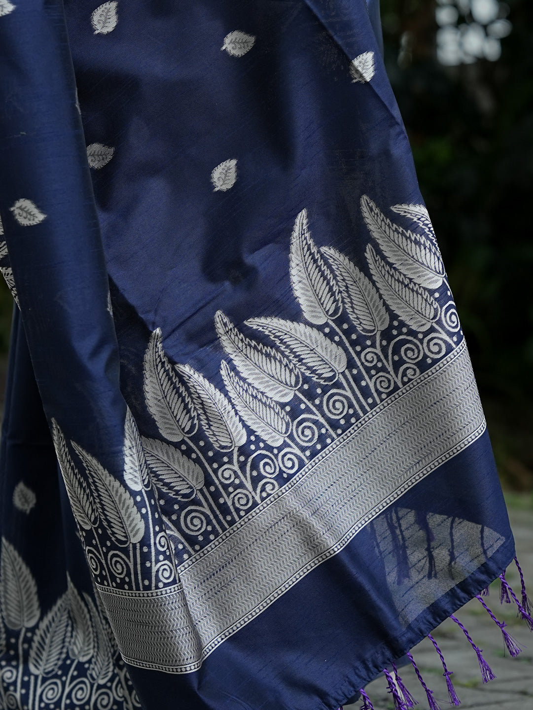 Navy Blue Spun Cotton Saree