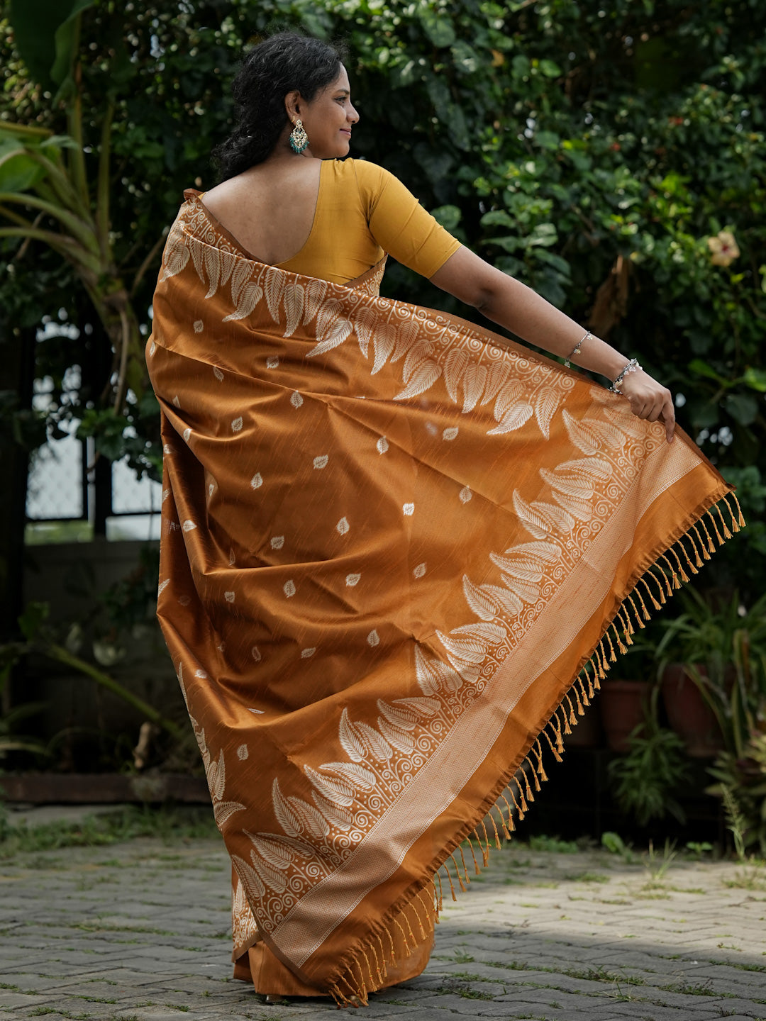 Mustard Yellow Spun Cotton Saree