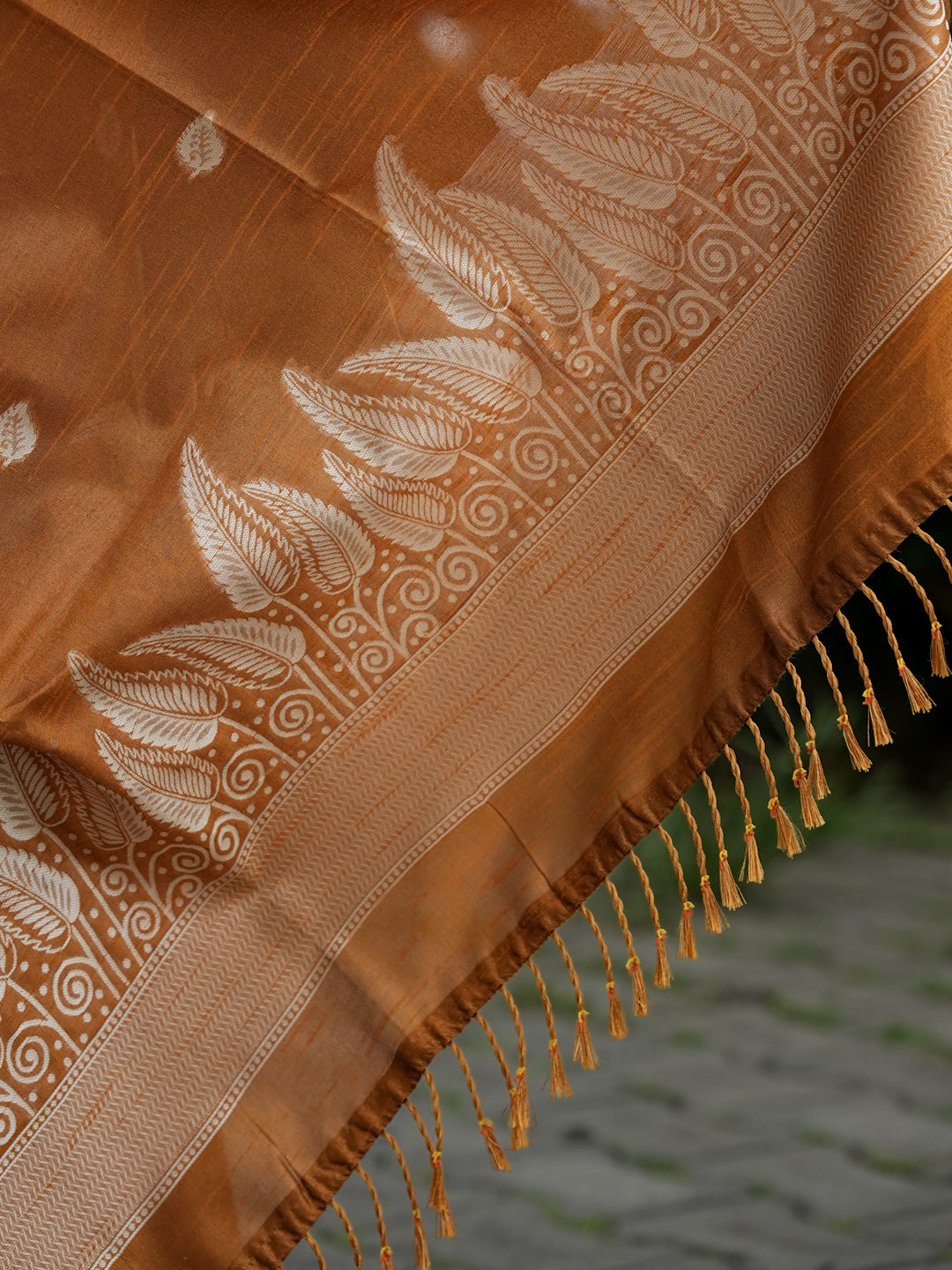 Mustard Yellow Spun Cotton Saree